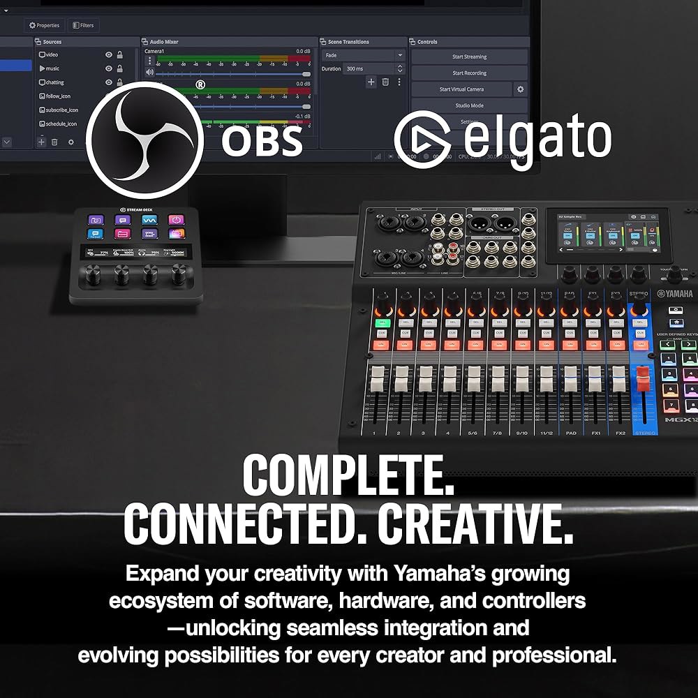 야마하 MGX12V 18ch 디지털 믹싱 콘솔, 듀얼 USB-C 오디오/비디오 인터페이스, 큐베이스 Al, 웨이브랩 캐스트 LE, 베이직 FX 스위트 및 스타인버그 플러스 소프트웨 - 상세 이미지 3