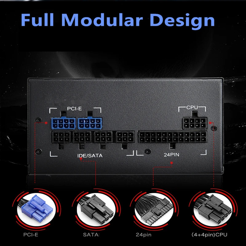 골든 필드 풀 모듈오리지널 PC PSU 더블 CPU 넓은 저소음 500W 피크 600W 전원공급장치 EPS500ELA85 신