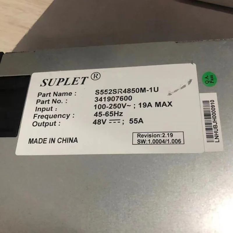 SUPLET 전원공급장치 BR2000-48 48V55A S552SR4850M-1U 50V40A