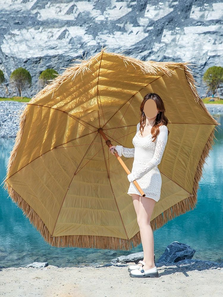 초가 지붕 파라솔 밀짚 볏짚 원두막 오두막 방갈로 갈대 카페 지푸라기 건초 - 상세 이미지 4