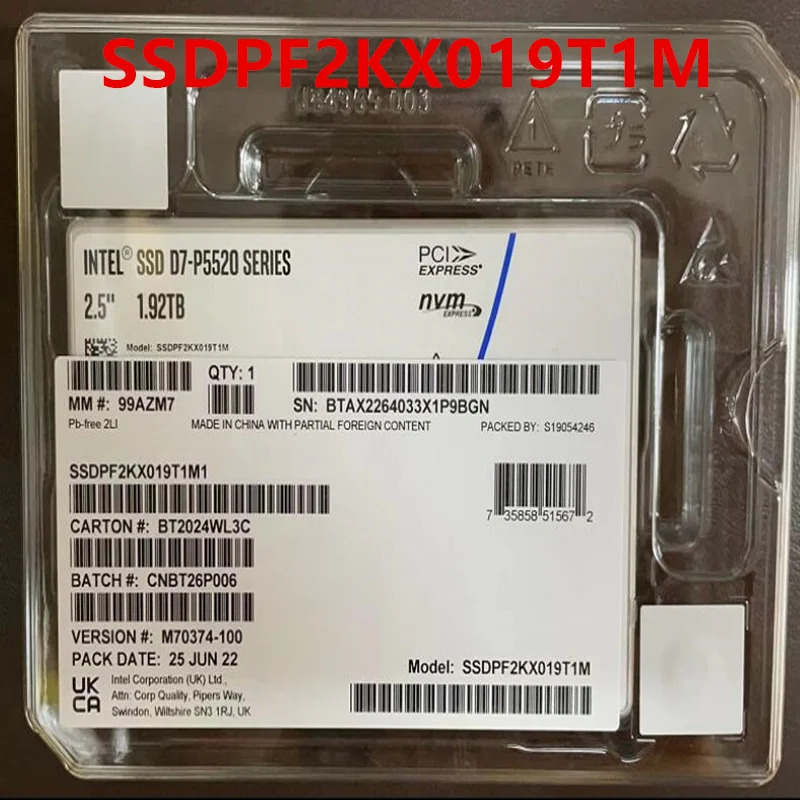 SSD D7-S5520 솔리드 스테이트 드라이브 SSDPF2KX019T1M1 SSDPF2KX019T1M SSDPFVKX019T1N1 1.92TB 2.5 인치 신