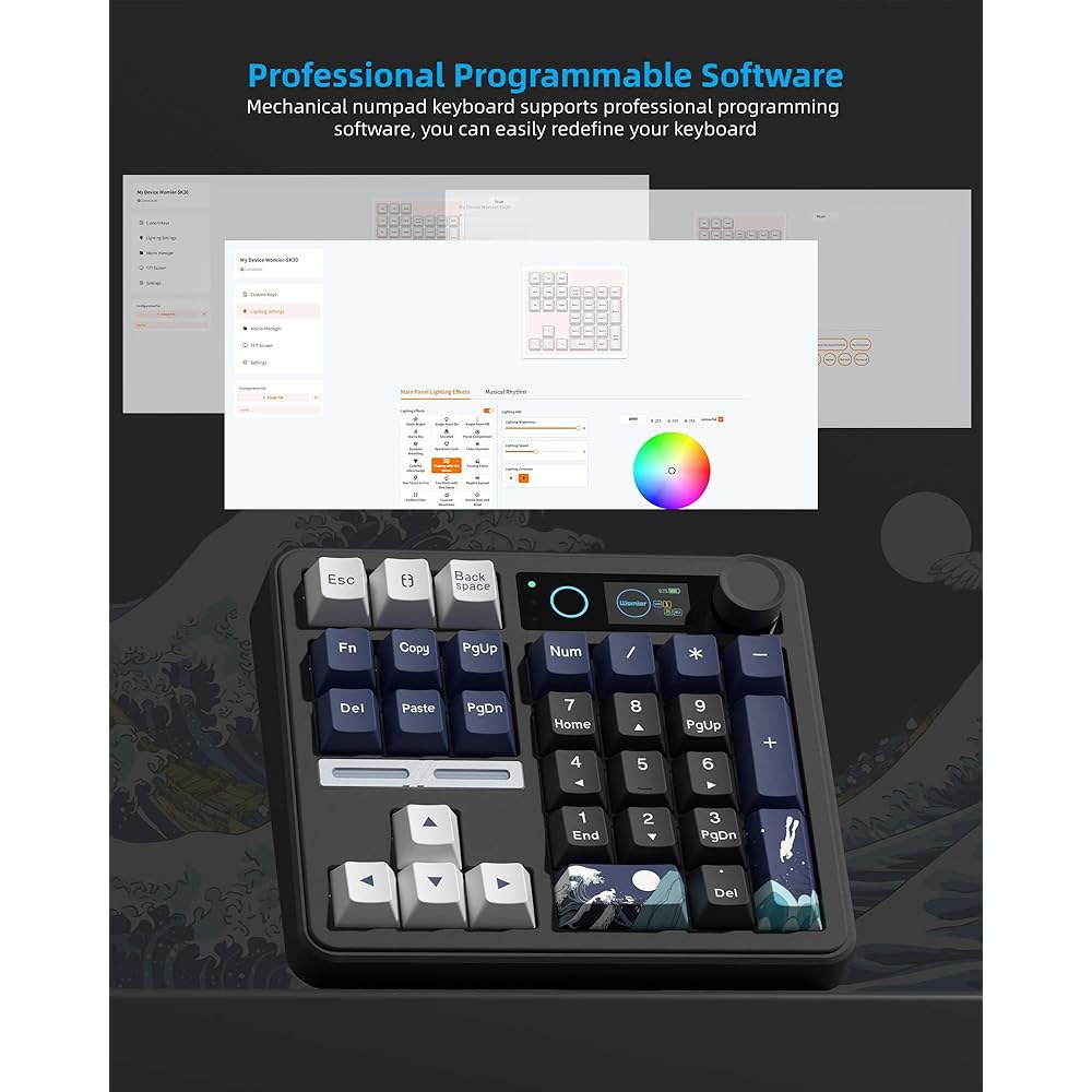 Womier SK30 Mechanical Numpad, Mini Keyboard keypad Macro Mac Wireless Pad Bluetooth/2.4G/USB-C Wind - 상세 이미지 3