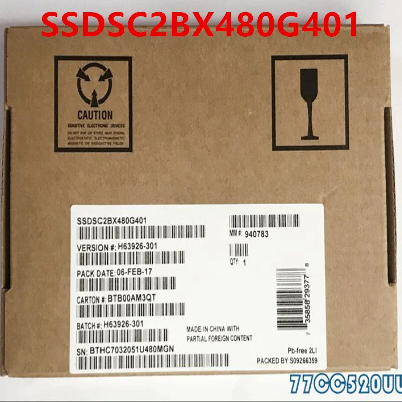 SSD DC S3610 오리지널 솔리드 스테이트 드라이브 SSDSC2BX480G401 SSDSC2BX480G4 480GB 2.5 인치 SATA 신