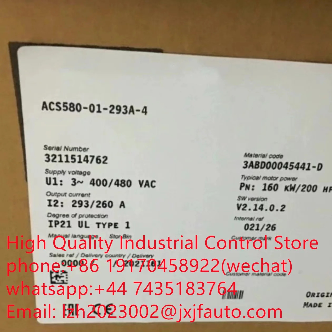 ACS580 시리즈 VCS580-01-363A-4 납품 3ABD00037932-D