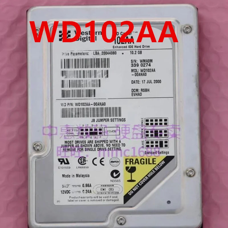 오리지널 거하드 WD 10.2GB SATA 3.5 인치 5400RPM 2MB 데크탑 HDD WD102AA 102AA 용