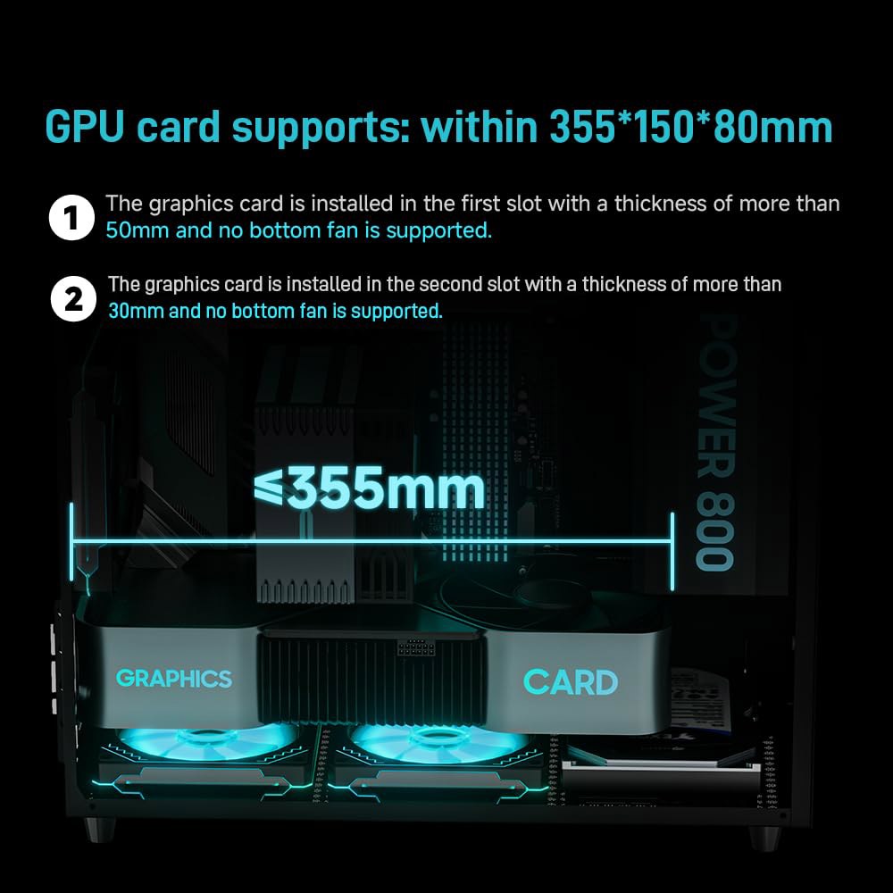 Micro ATX 케이스 미니 PC 컴퓨터 강화 공기 GPU 유리 관리 운반 케이블 풀 블랙 후면 탈착식 사이즈 - 지원 액체 Matx 최적화된 손잡이 흐름 240mm 쿨러 - 상세 이미지 2