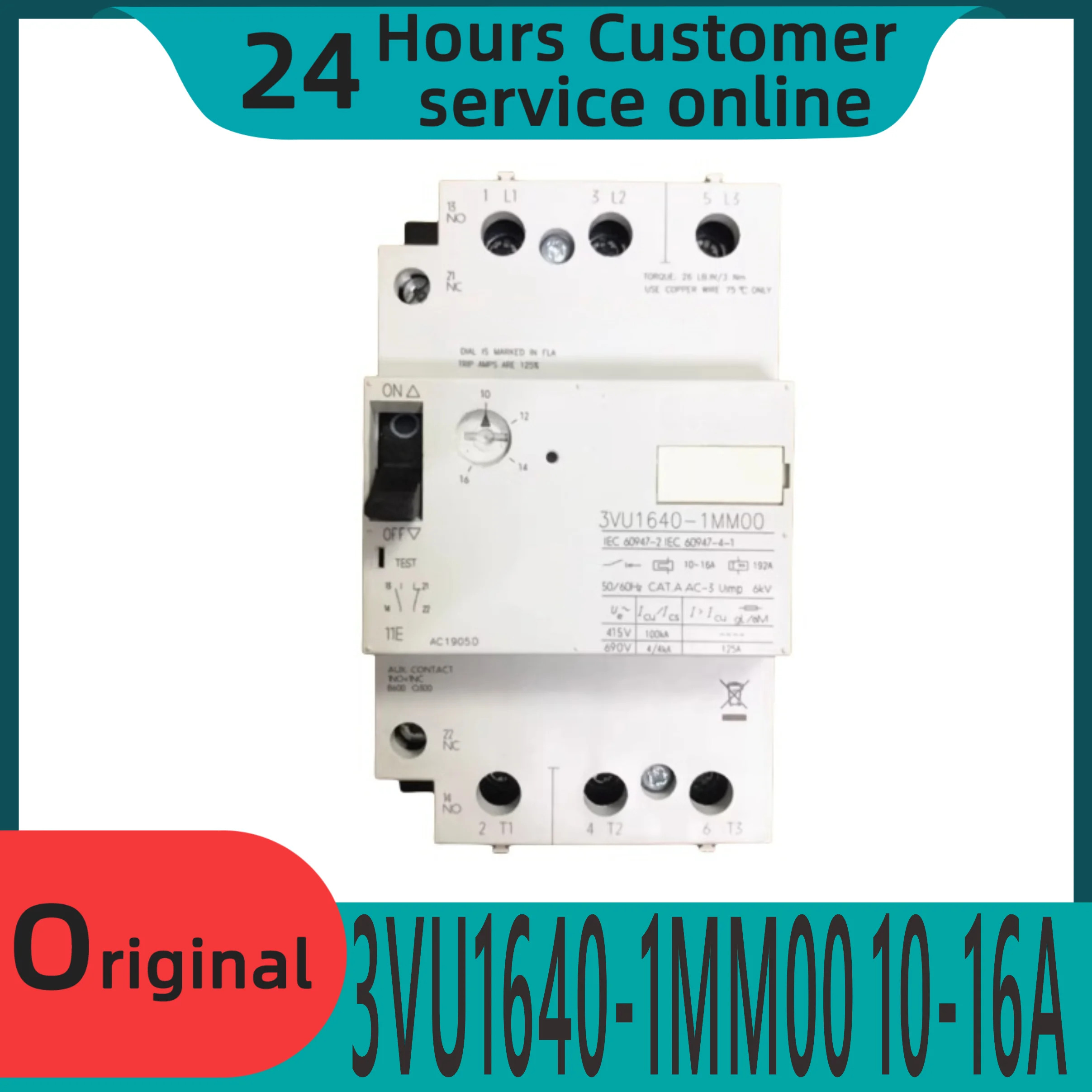 오리지널 3VU1640-1MM00 10-16A 1MQ00 모터 보호 회로차단기