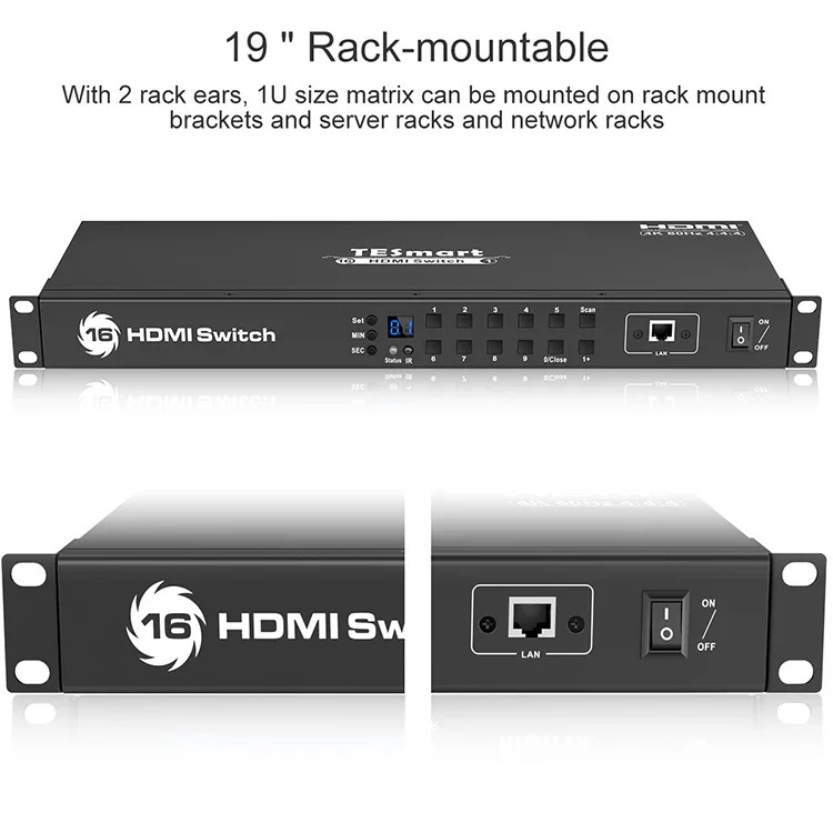 HDMI 스위치 16 입력 1 출력 포트 16x1 4K  60Hz