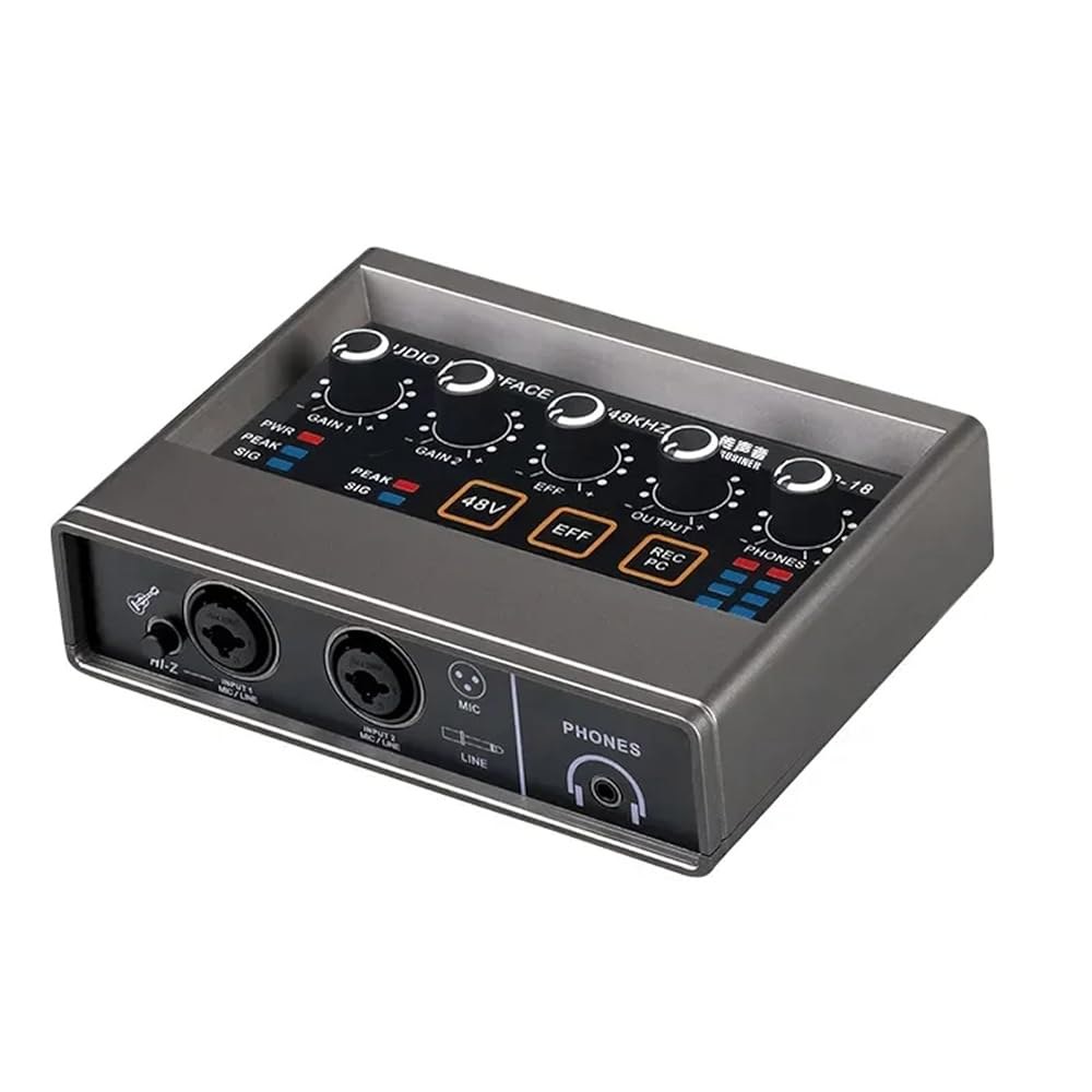 터치 모델이 있는 PC용 USB 오디오 인터페이스, 음악 녹음, 라이브 스트리밍 및 팟캐스트 녹음을 위한 프리앰프 16비트 / 48kHz 팬텀 파워 XLR 48V 인터페이스 포함 - 상품 이미지