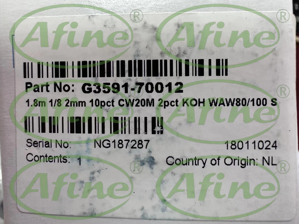 AFINE Agilent G3591-70012 10% Carax 80/100 GC 럼 1.8 m x 1/8 in 2mm 스테인리스강 20M/2% KOHWAW
