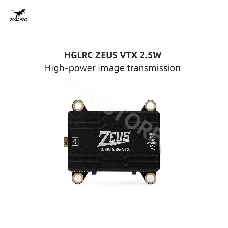 HGLRC ZEUS VTX 조절식 쉘 방열 FPV 프리스타일 장거리 LIPO 2.5W 5.8G 40CH 2500mW 2-6S 30X30mm