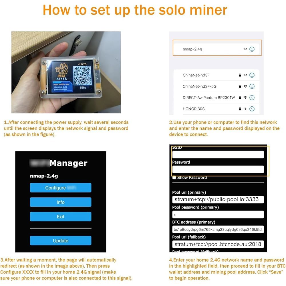Bitcoin One Shot Miner, 미니 2.8인치 및 교육, 마이너 데모 스마트 1010KH/s의 디스플레이, 설치, 해시레이트, 엔터테인먼트를 조용하고 쉬운 최대 위한 - 상세 이미지 3