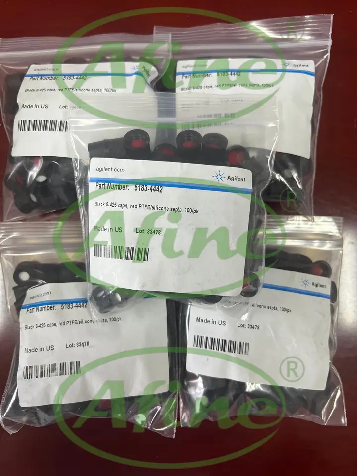 AFINE Agilent 5183-4442 블랙 스크류 탑 캡 레드 PTFE/화이트 실리콘 셉타 100/pk 8-425mm 2 mL
