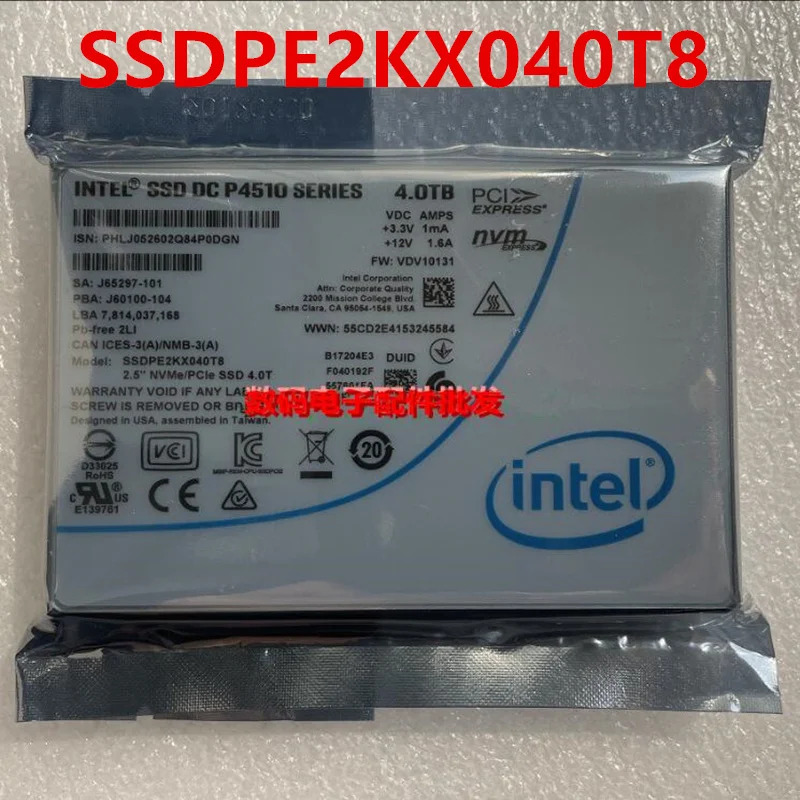 SSD DC P4510 솔리드 스테이트 드라이브 4TB 2.5 인치 U.2 SSDPE2KX040T8 SSDPE2KX040T801 신