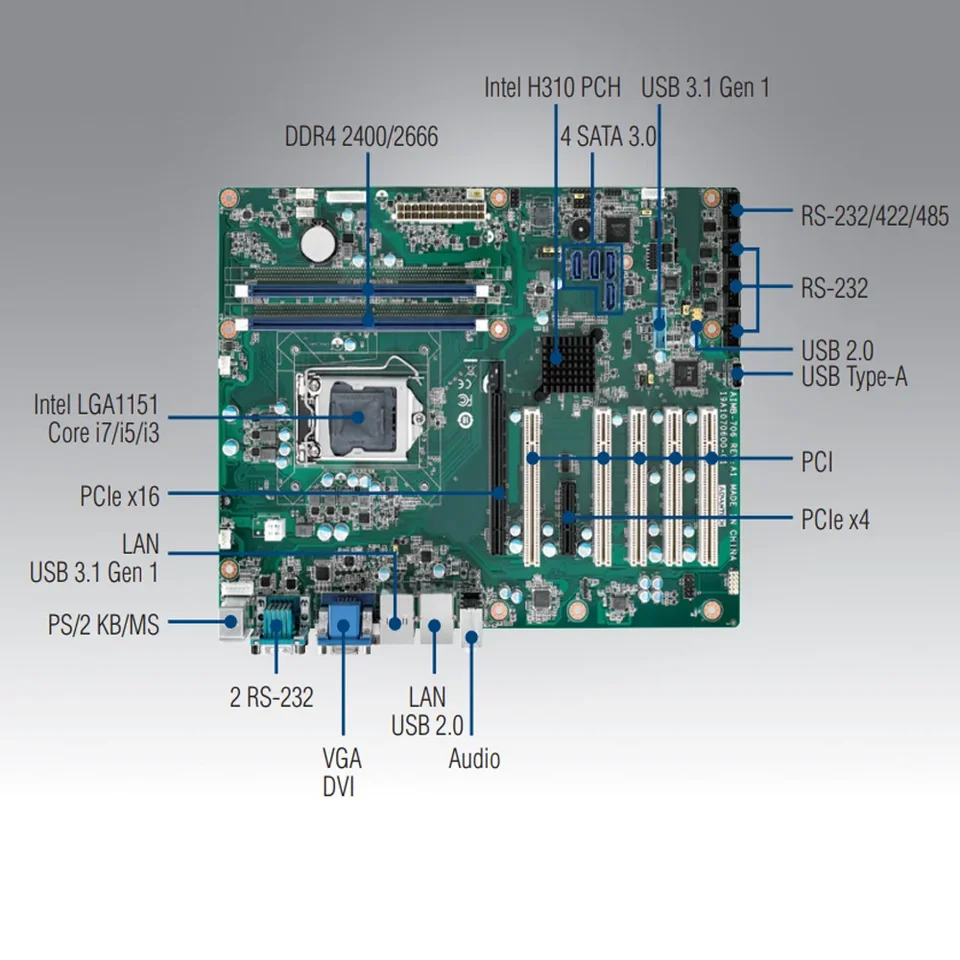 Advantech AIMB 706 LGA1151 코어 i7 i5 i3 산업 등급 마더보드 8 세대 9