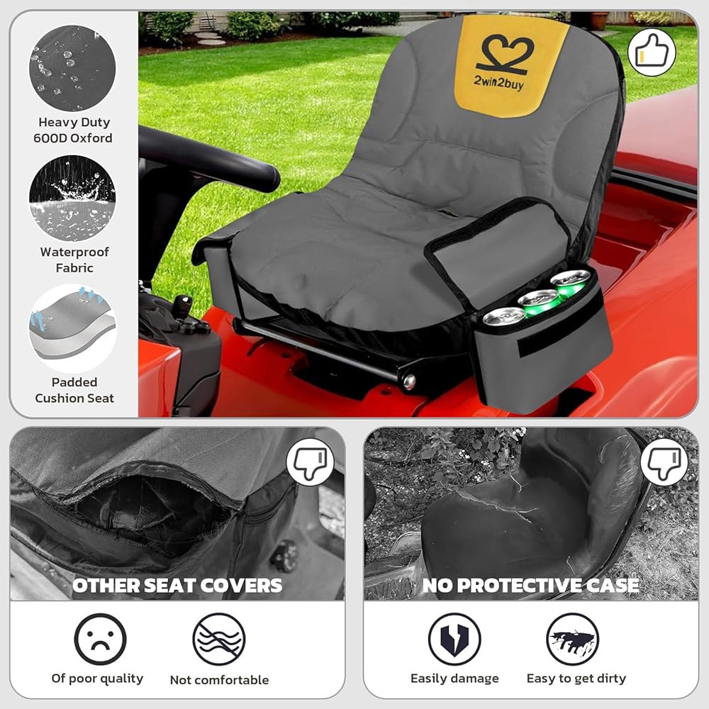 라이딩 잔디 깎는 기계 시트 커버, 600D 방지 Kubota, 원단 Husqvarna용 Bilt, Deere, 내후성 Troy 쿠션, John Cadet, 트랙터 커버 패딩 Ma - 상세 이미지 2