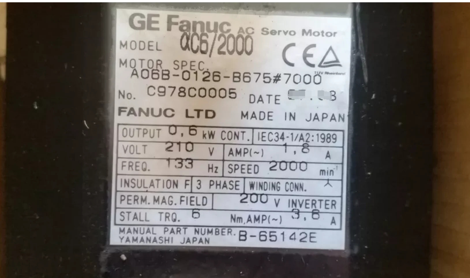 A06B-0126-B675 Fanuc 시스템 서보모터 리퍼 완료 Ok A06B 0126 B675