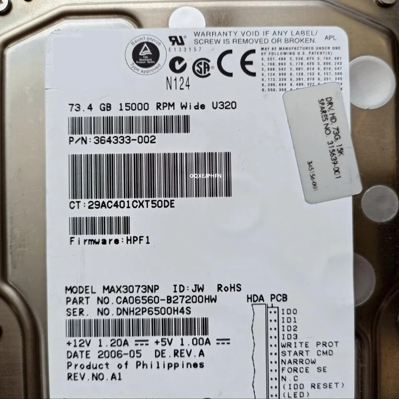 FUJITSU오리지널 하드 73.4GB 68 핀 SCSI 3.5 인치 15K 8MB 서버 HDD MAX3073NP 315639-001 364333-002 거신