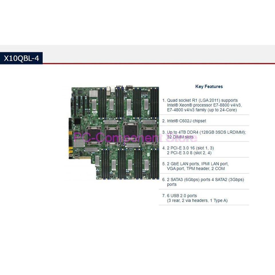 Supermicro 서버 쿼드 소켓 R3LGA2011 DDR4 마더보드 E7-4800 V3 GbE LAN 포트 X10QBL-4용