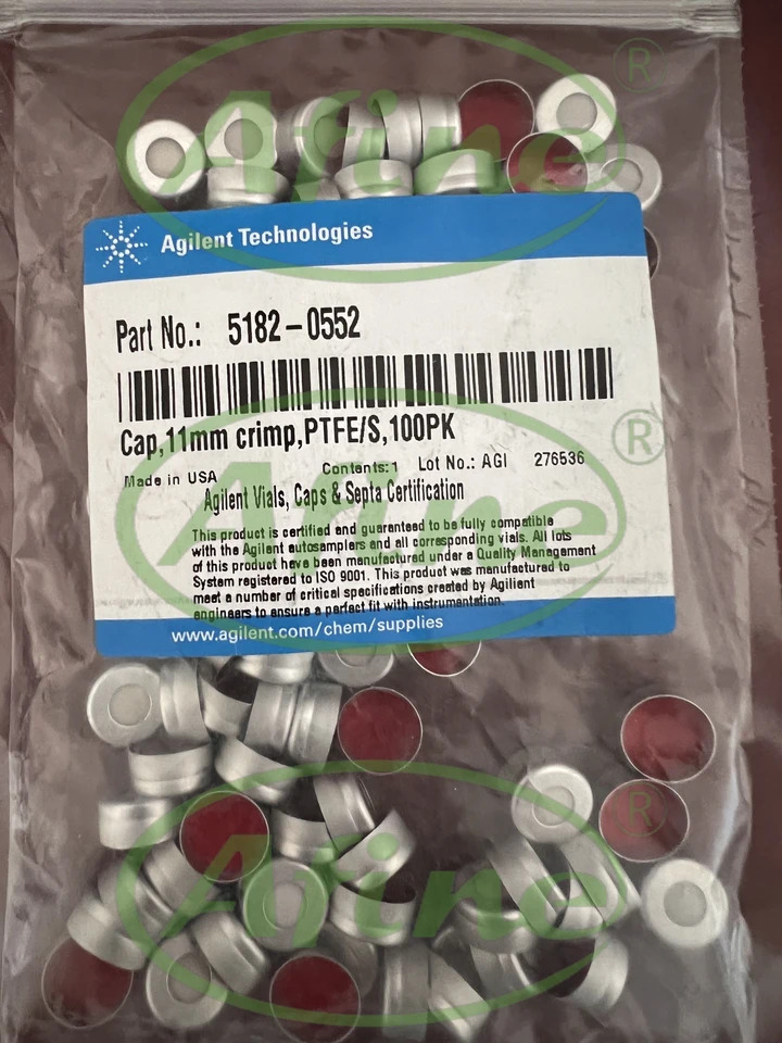 AFINE Agilent 크림프 탑 캡 2 ml 5182-0552 실버 알루미늄 11mm PTFE/실리콘 셉타 100/pk