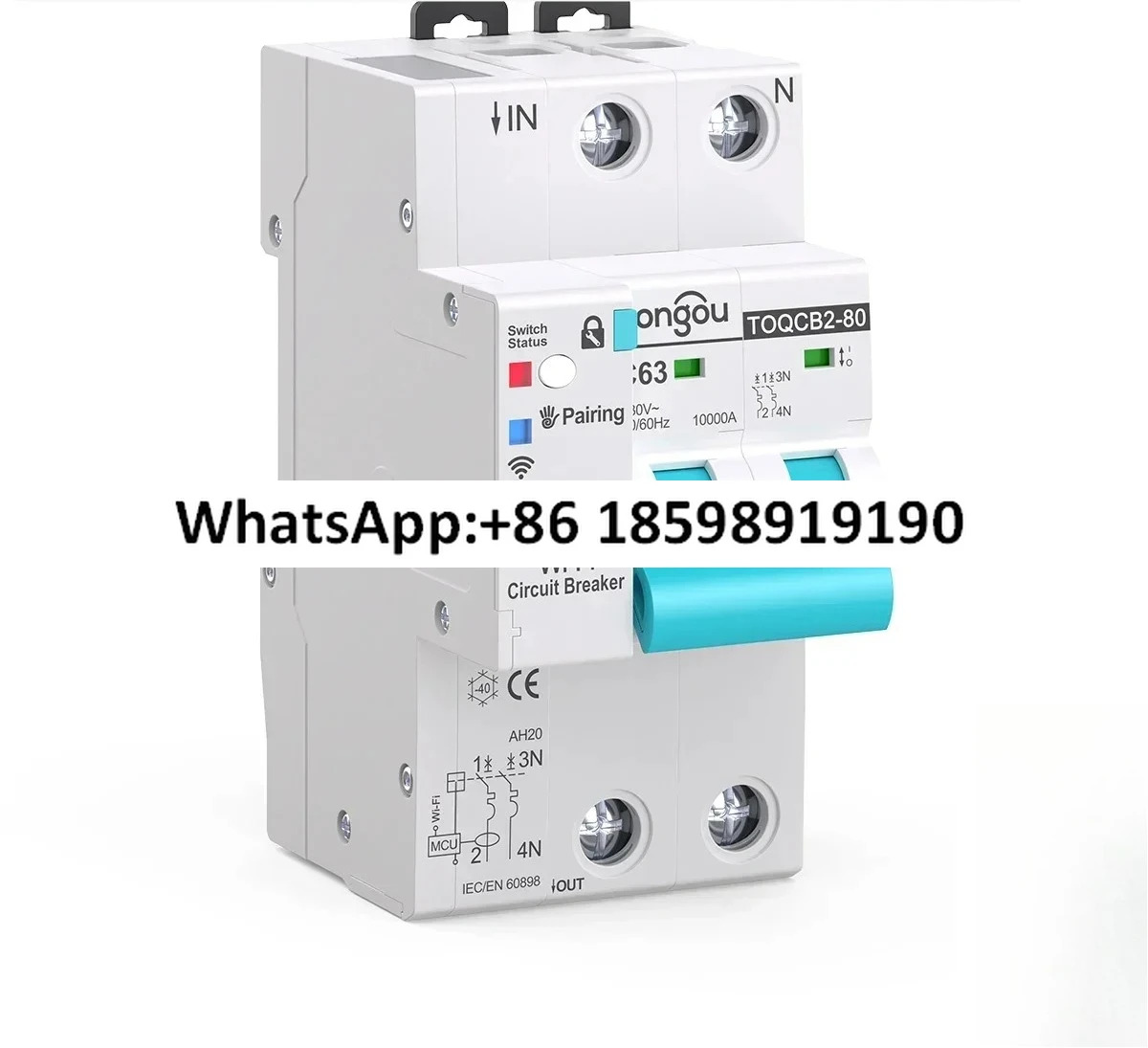 TONGOU API TO QCB2 스마트 회로차단기 Wifi 63a 2극 자동 재폐로 tuya호환 벽 스위치 60a