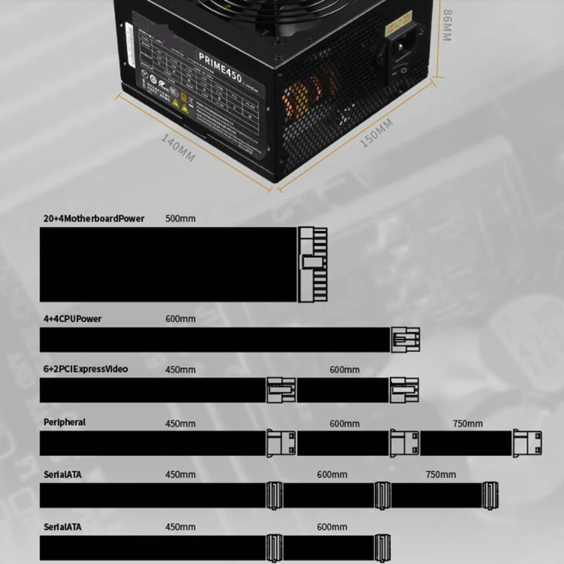 그레이트 월 PSU 전원공급장치 450W 피크 550W PRIME450 GM호환-450 GW-A450BHE-SC 신