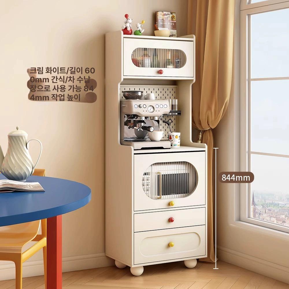 우드 찬장 선반 레트로 찻장 주방 보관함 진열장 빈티지 미닫이 찻잔장 진열대 부엌 - 상세 이미지 5