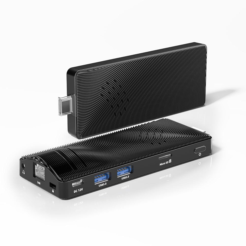 OuuOee Fanless 미니 PC 스틱, 마이크로 데스크탑 소형 (1.5GHz), 64GB 4K 60Hz USB3.0 이더넷 기가비트 2 X 4GB eMMC 셀러론 컴퓨터 J3 - 상품 이미지