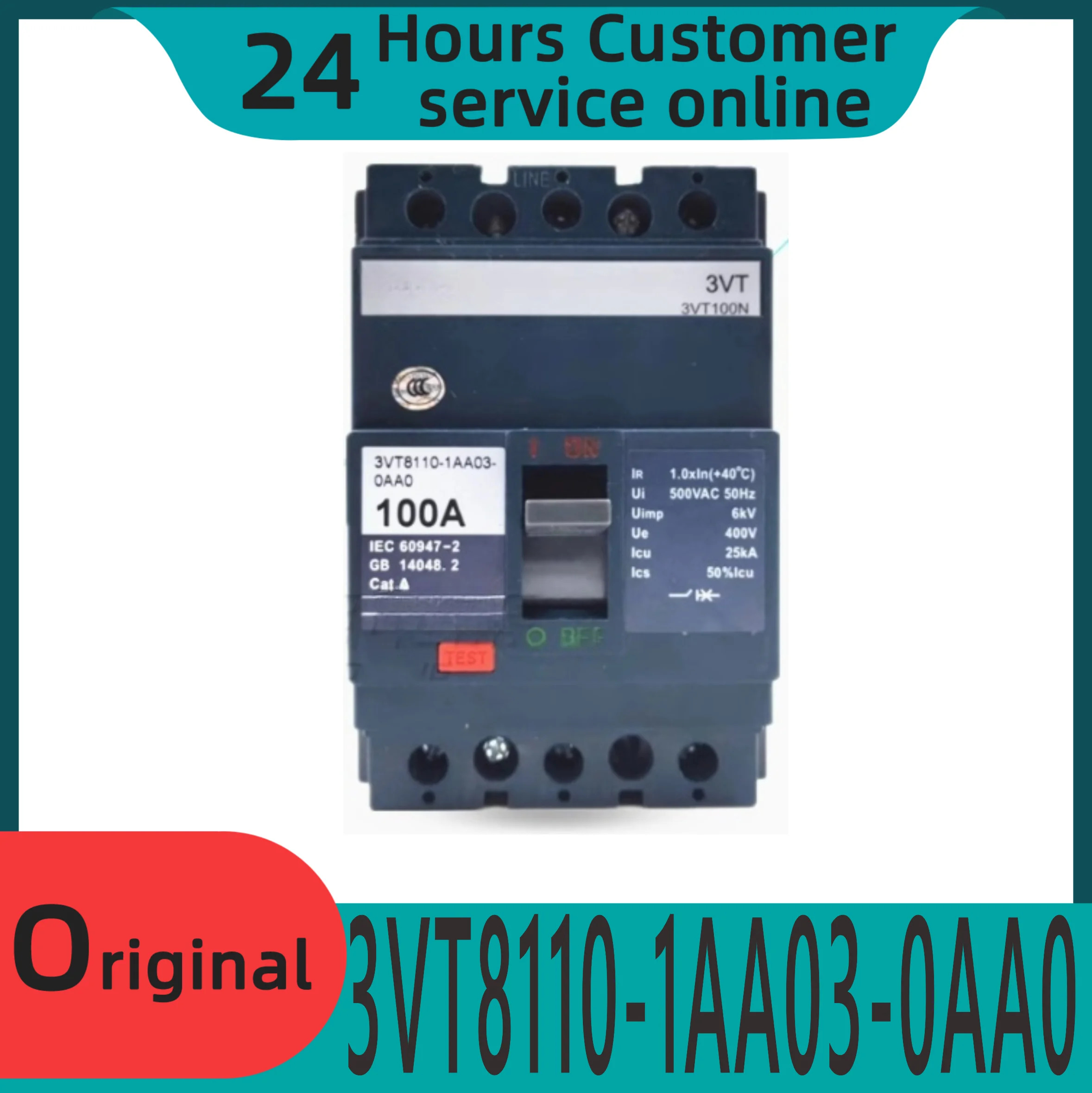 오리지널 몰드 케이스 회로차단기 에어 스위치 3VT8110-1AA03-0AA0 100A/3P