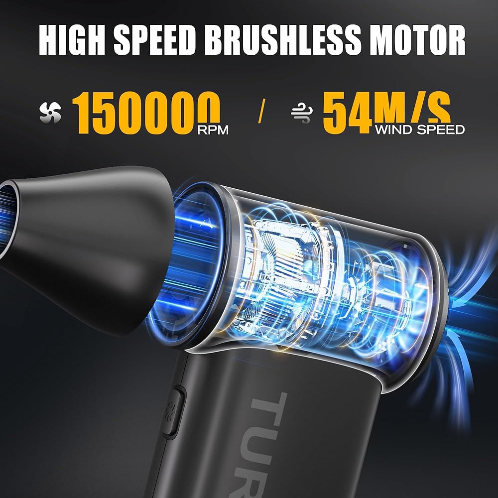 Houselife 150,000 RPM 전기 에어 더스터 PC, 브러시리스 키보드, 및 충전식 자동차 미니 압축 모터 대체 무선 캔 디테일링용 먼지떨이, 공기 가능한 건조 재사용 - 상세 이미지 3