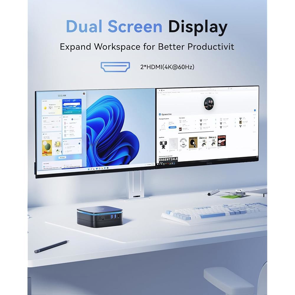 N95 프로세서가 있는 미니 PC, 16GB 컴퓨터, 비즈니스용 USB-A DDR4 HDMI M.2 4개, 이더넷이 사무실, Wi-Fi, 1TB 가정, 2개, 블루투스 소형 RAM - 상세 이미지 3