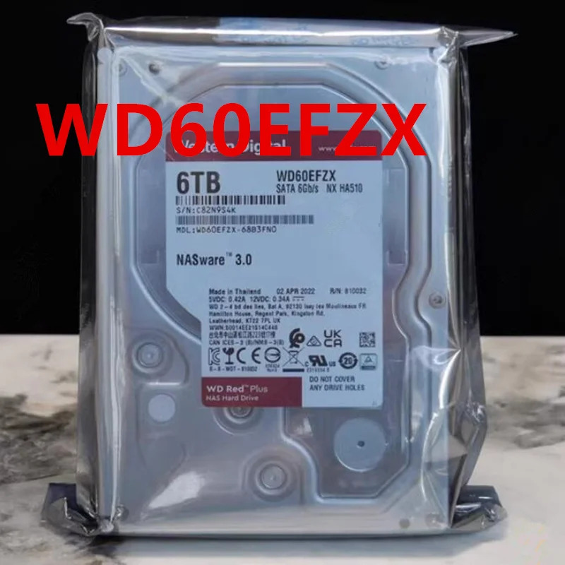 오리지널 새 하드 WD 6TB SATA 3.5 인치 5400RPM 128MB 드라이브 WD60EFZX