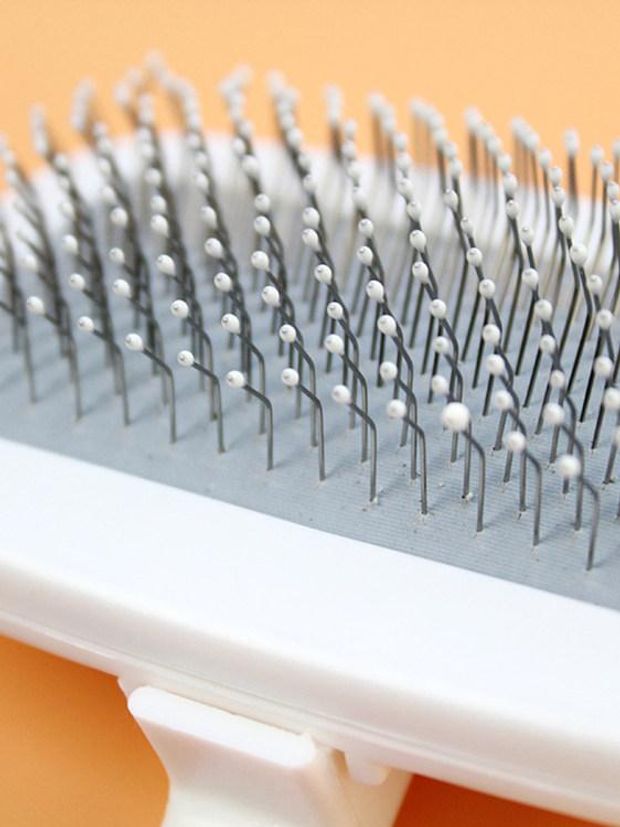 핑크 브러시 그루밍 슬리커브러쉬 핸드브러쉬 강아지빗 죽은털제거 소프트 핀 - 상세 이미지 5