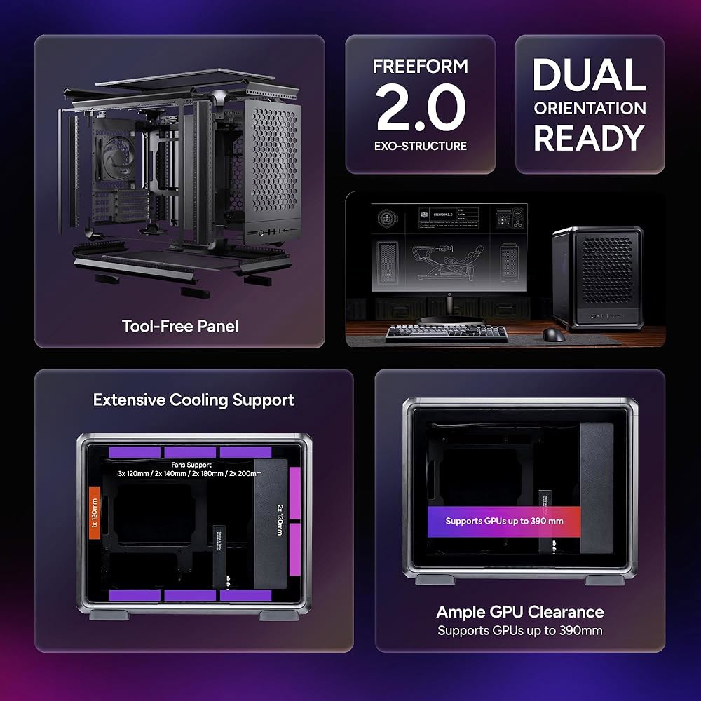 Cooler Master MasterFrame 400 mATX 모듈식 지원, PC 1개, GPU, 섀시, 알루미늄 설치 390mm 케이스 Micro-ATX/Mini-ITX, 팬 - 상세 이미지 2
