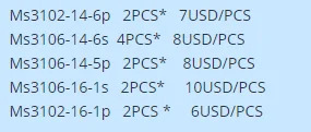 Ms3102-14-6p Ms3106-14-6s Ms3106-14-5p Ms3106-16-1s Ms3102-16-1p