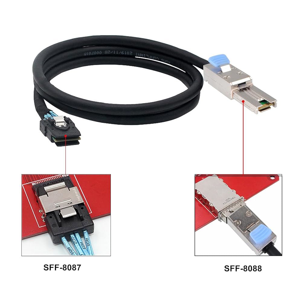 Heretom 외장 미니 SAS 28AWG 수 SFF-8088 SFF-8087 케이블 1m - 데이터 26핀 내부 36핀 - 상세 이미지 2