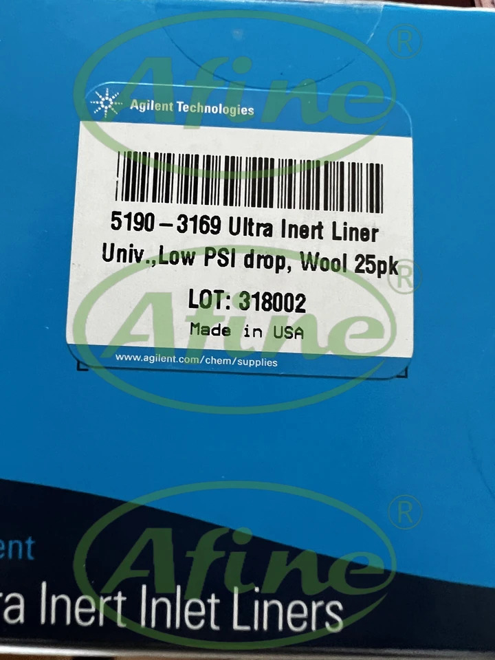 AFINE Agilent 비활성 입구 라이너 저압 강하 유리 울 5190-3169 25/pk