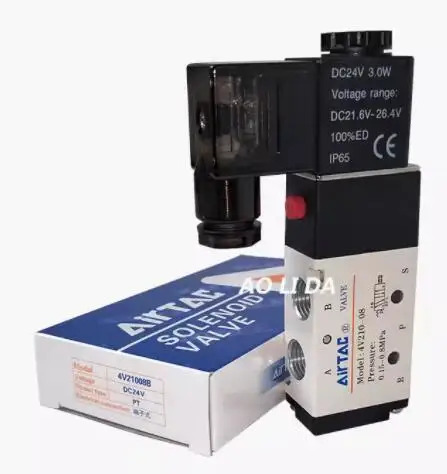 Airtac 전기 제어 솔레노이드 밸브 4V210-06DC24V 4V210-08 AC220V AC24V DC24V