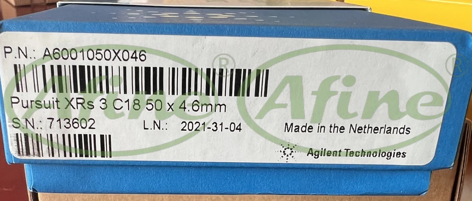 AFINE Agilent Pursuit XRs Ultra A6001050X046 럼 100A C18 4.6x50mm 3 m 이산화규소