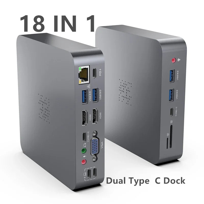 듀얼모니터 HDMI C 타입 100W PD 충전기 노트북 어댑터 맥북호환USB 허브 18 in 1