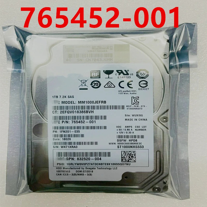 hp호환 1TB SAS오리지널 하드 2.5 인치 7200RPM 64MB 서버 HDD 765452-001 MM1000JEFRB ST1000NX0333