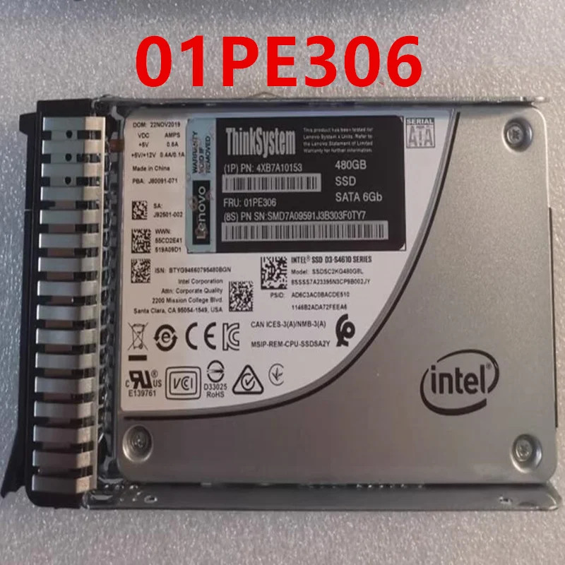4XB7A10153 01PE306Lenovo호환 SR550 SR650 480GB 2.5 SATA SSD새 솔리드 스테이트 드라이브