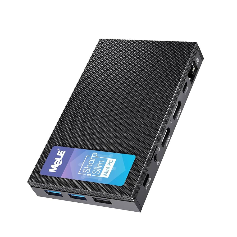 MeLE Quieter3C 팬리스 미니 PC, 셀러론 전체 스토리지, 128GB 스크린 N5105, 데스크톱 사무실의 슬림 지원, 8GB 산업, 5, 디스플레이 USB-C, 가정, - 상품 이미지