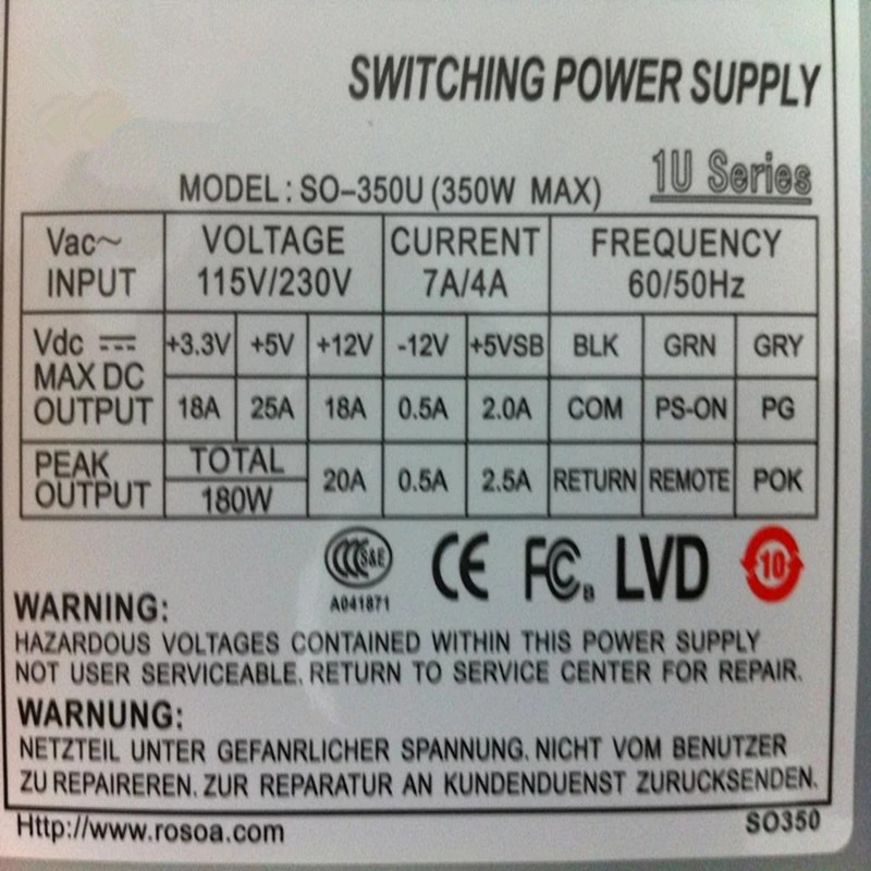 Rosor전원공급장치 1U 350W SO-350U S0-350U 신