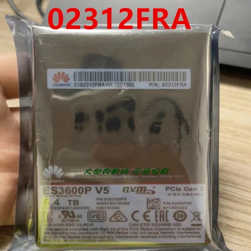 화웨이호환 2.5 인치 SSD 6.4T 02312FRA ES3600P V5 오리지널 솔리드 스테이트 드라이브 신