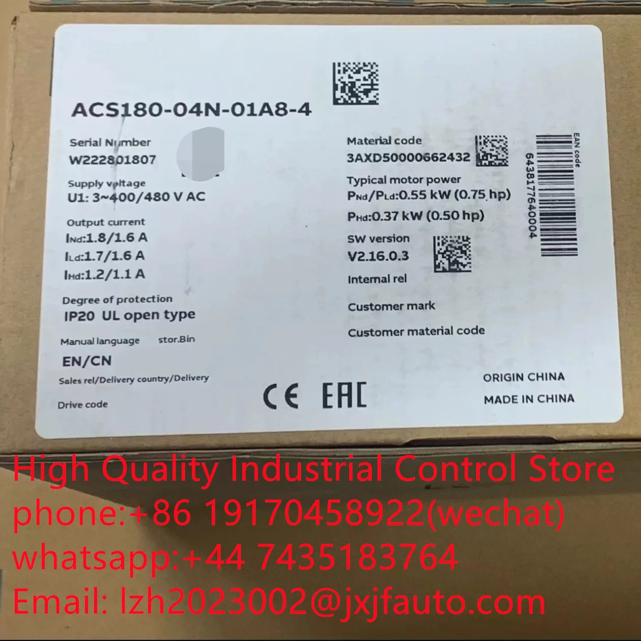 ACS180 시리즈 VCS180-04N-05A6-4 납품 3AXD50000662470
