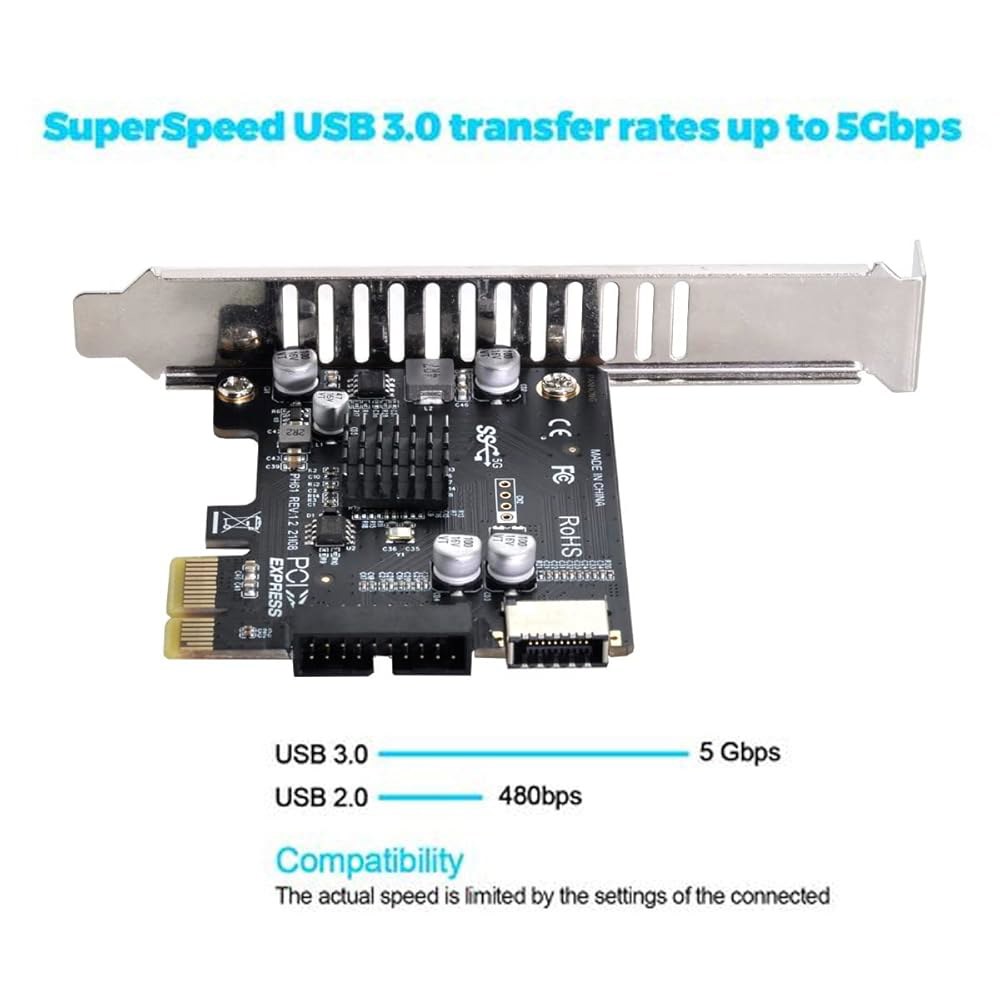 케이블cc 5Gbps 타입-E USB 3.1 전면 패널 소켓 및 2.0에서 PCI-E 1X 익스프레스 카드 VL805 마더보드용 어댑터 Type-E 5Gbps - 상세 이미지 2