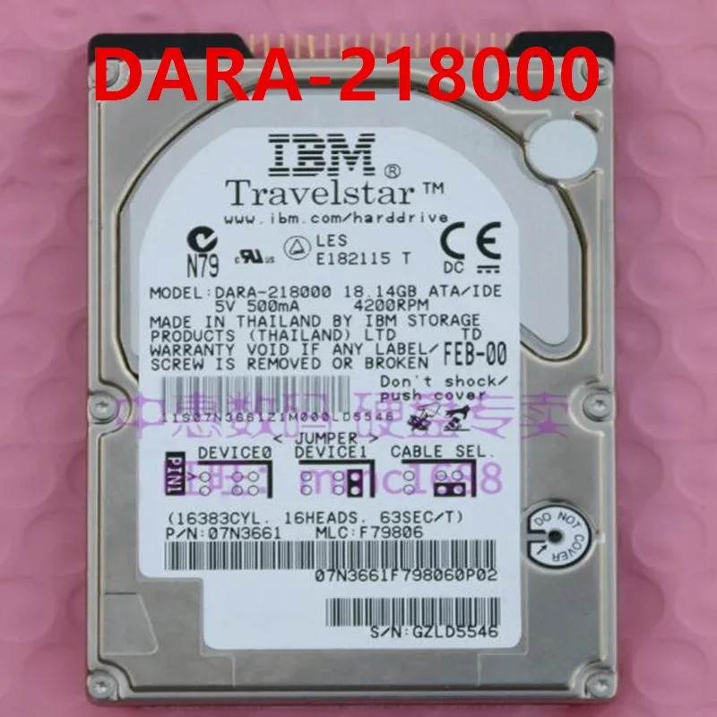 IBM오리지널 리퍼 하드 DCRA-22160 DTCA-24090 DARA-218000 2.5 인치 노트북 HDD 2.1GB 4090MB 18.14GB IDE
