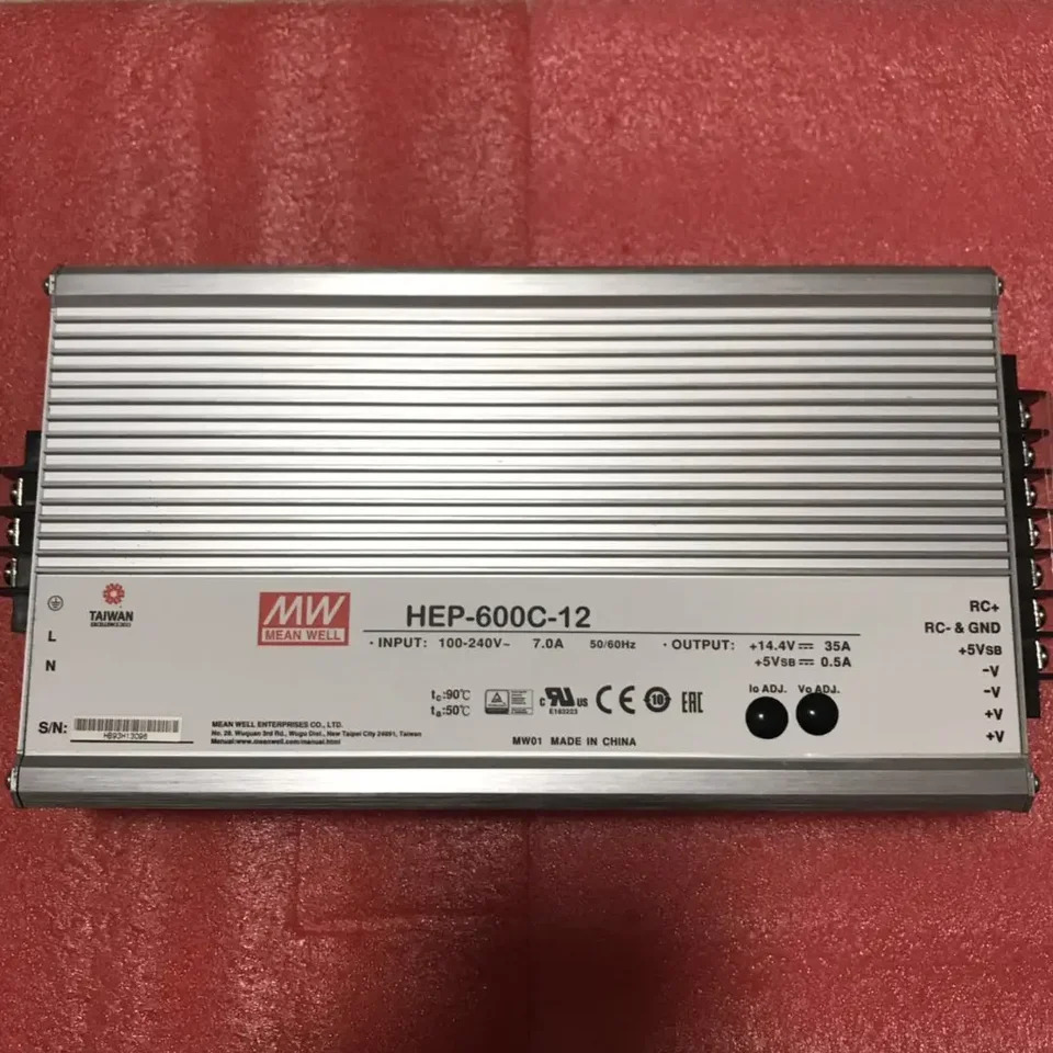 대만 Mingwei 알루미늄 쉘 충전 테이프 PFC 3 단 충전기 HEP-600C-12 600W 14.4V35A
