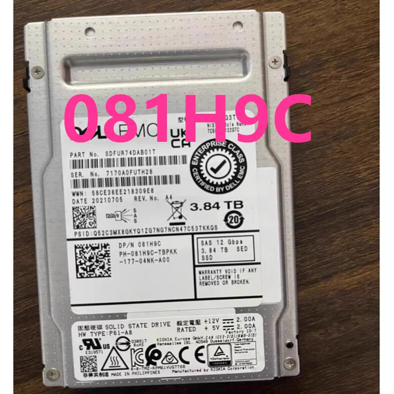 H9TT5 0H9TT5 81H9C 081H9CDELL 3.84TB 2.5 SAS SSD새 솔리드 스테이트 드라이브